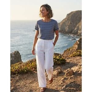 Saint James x Jenni Kayne Nautical Linen Tee Striped Navy White Shirt Size M